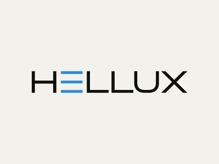 Logo von Hellux auf heller Hintergrundfläche innerhalb der Unternehmensübersicht der SBF AG.