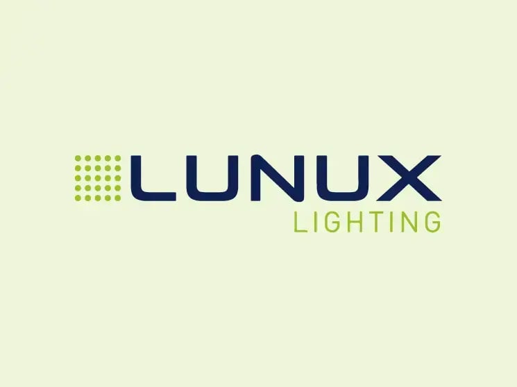 Logo von Lunux Lighting auf hellgrüner Hintergrundfläche innerhalb der Unternehmensübersicht der SBF AG.